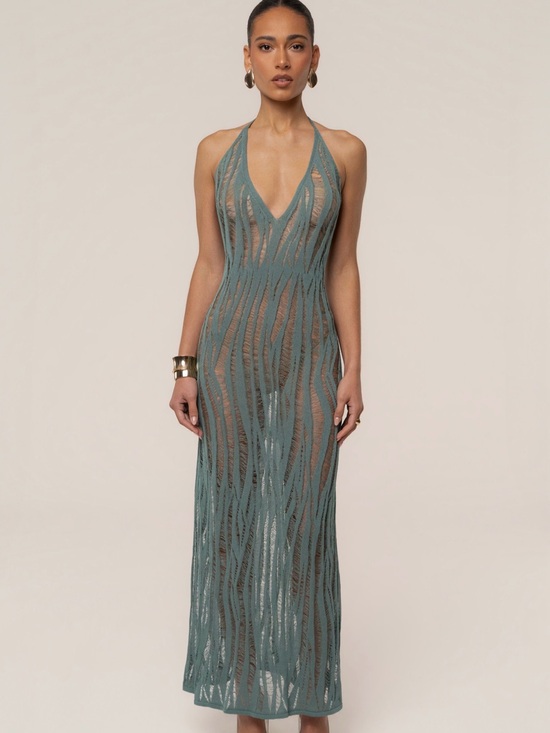 JLUXLABEL Dresses & Skirts - JLUXLABEL Dusty Green Nocturnal Waves Maxi Dress